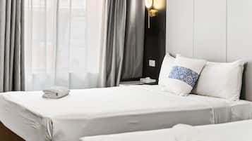 Premium bedding, individually decorated, individually furnished, desk