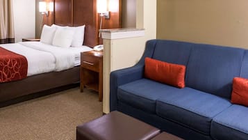 Pillowtop beds, desk, blackout drapes, iron/ironing board