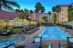 Outdoor pool, open 8:00 AM to 10:00 PM, pool umbrellas, sun loungers