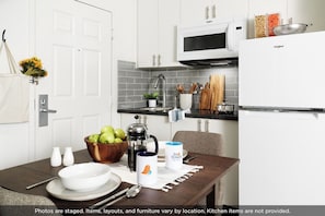 Fridge, microwave, stovetop, freezer