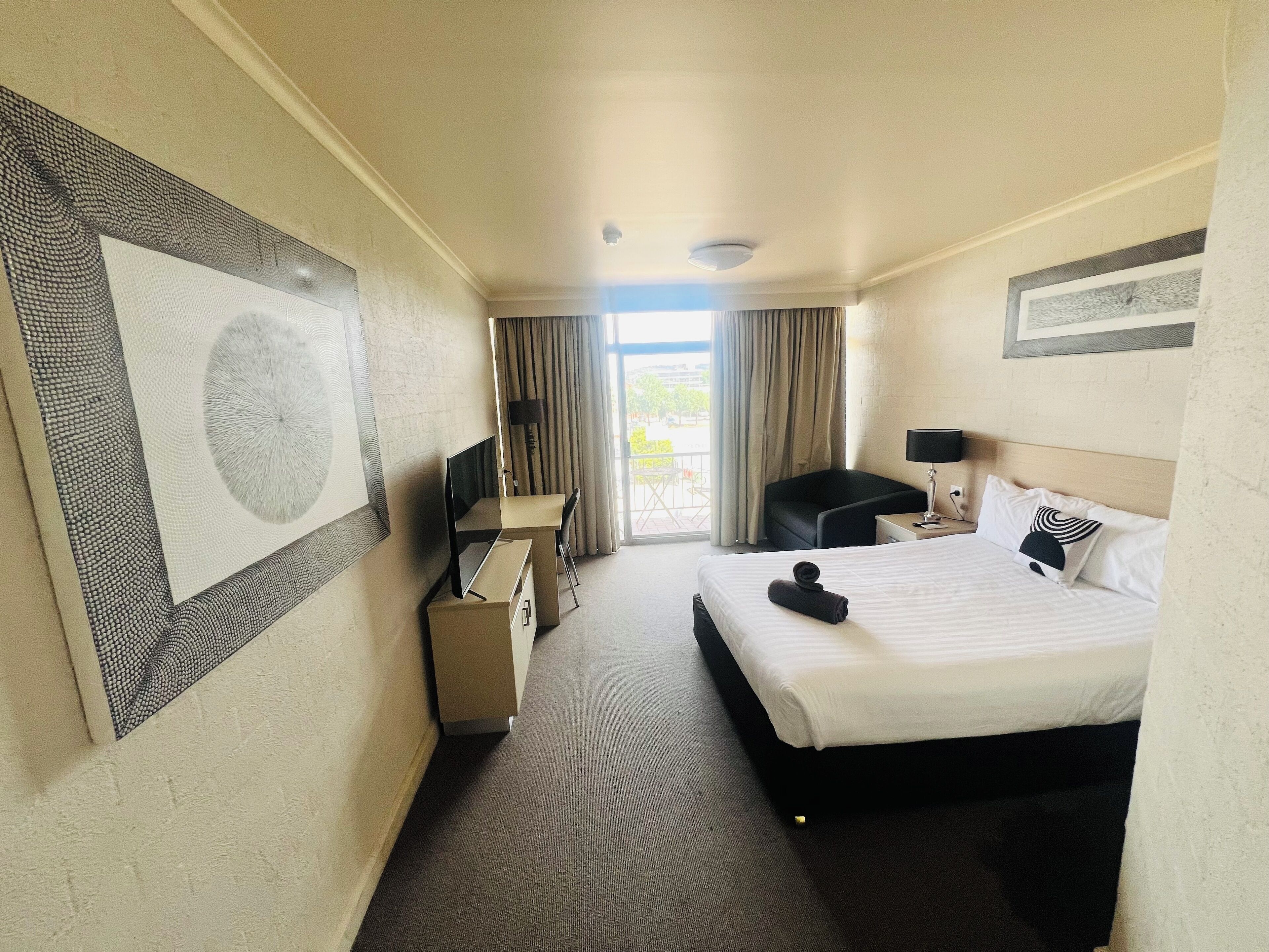 Family Double Room | Desk, laptop workspace, blackout drapes, iron/ironing board