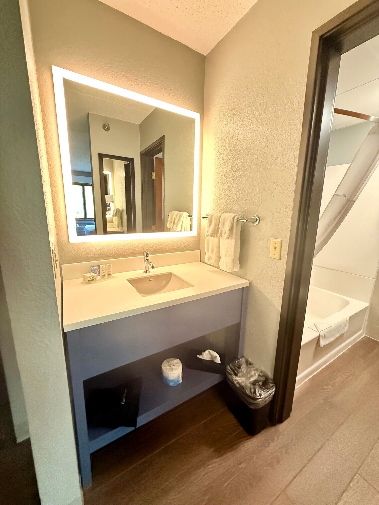 free toiletries, hair dryer, towels