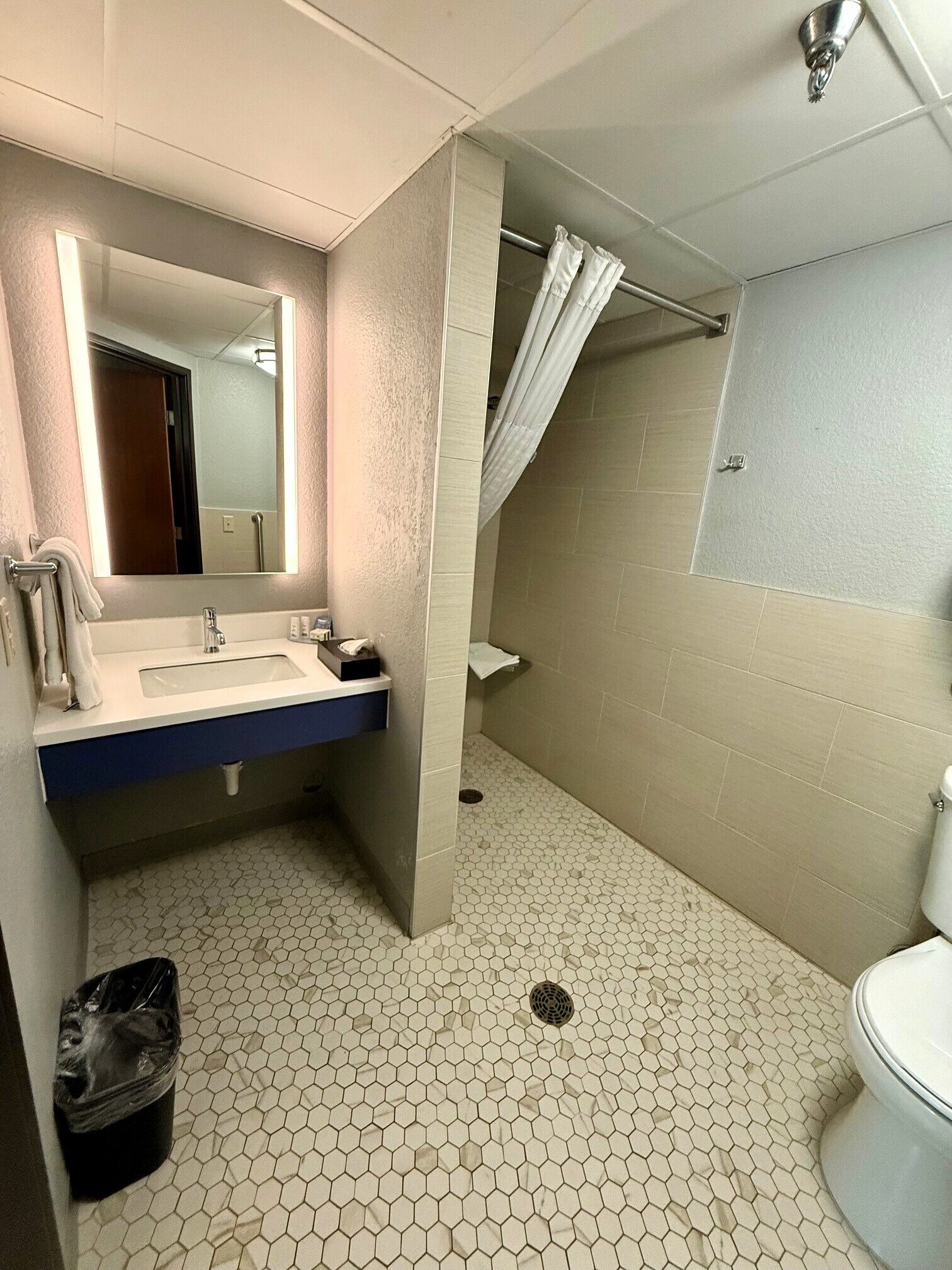 free toiletries, hair dryer, towels