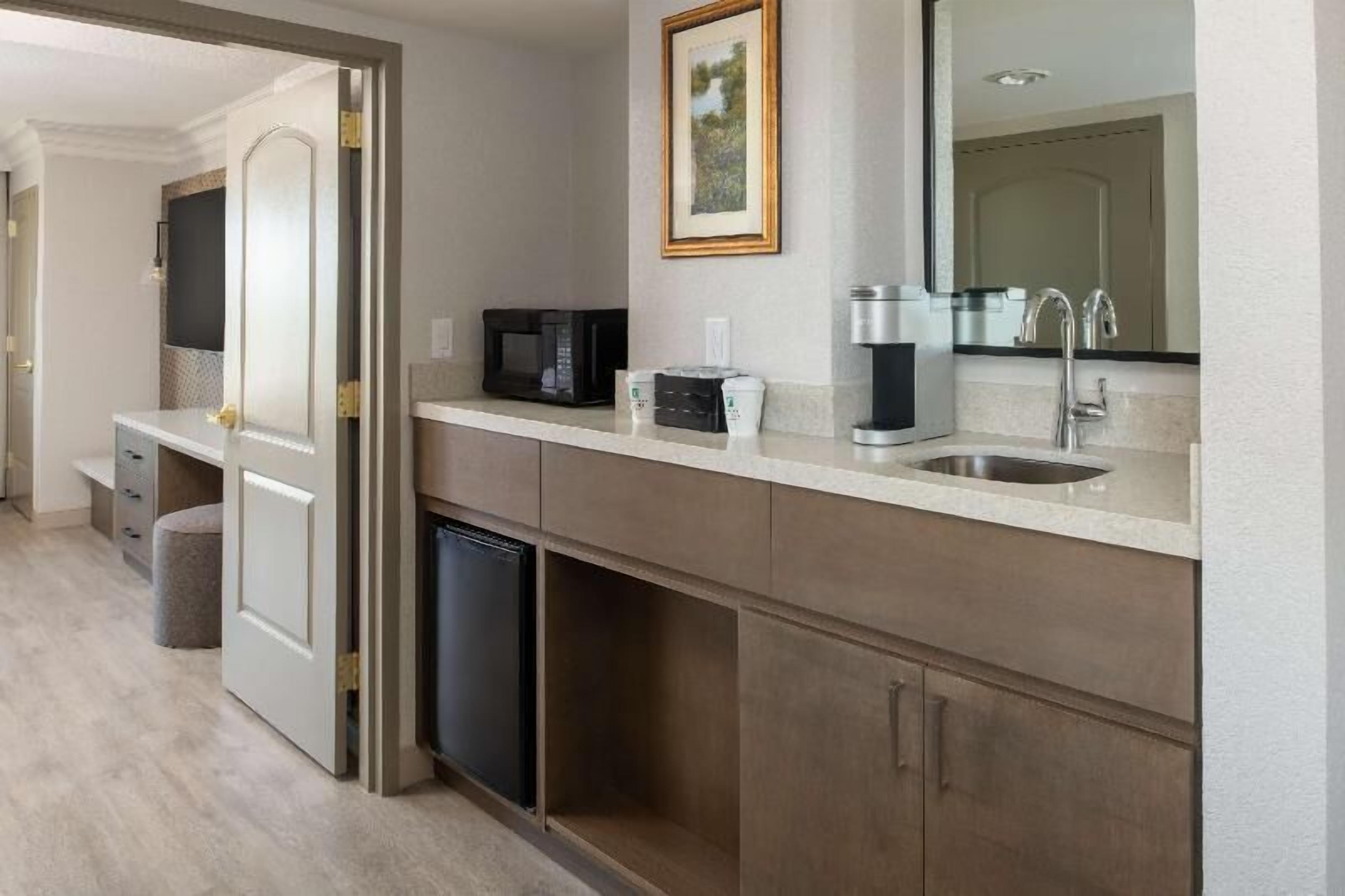 Fridge, microwave, coffee/tea maker