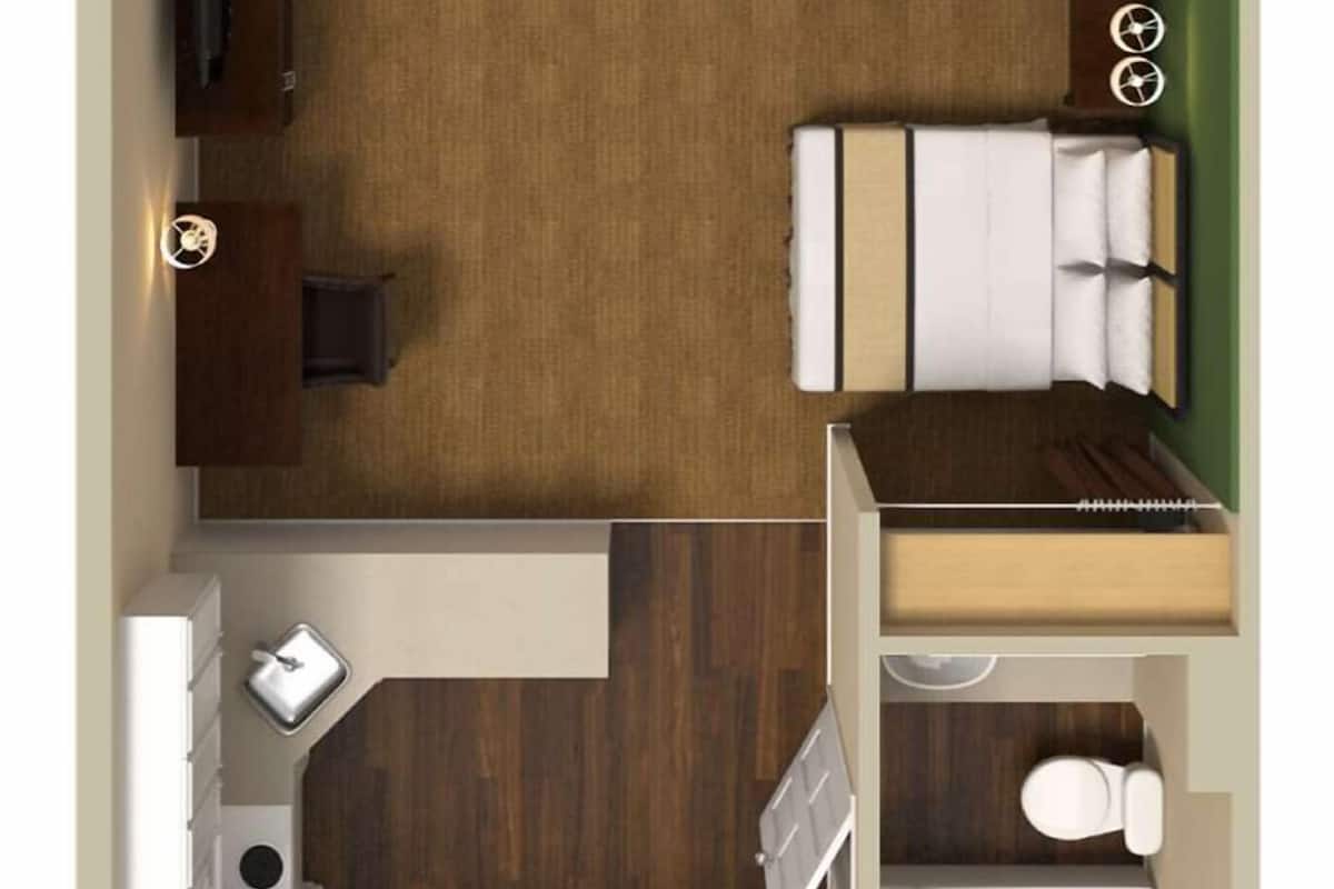 Desk, free WiFi, bed sheets