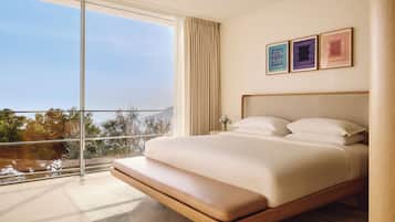 Premium bedding, down comforters, minibar (some free items)