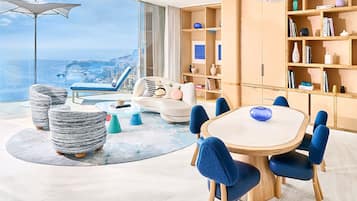 The Azur Suite | Premium bedding, down comforters, free minibar items, in-room safe