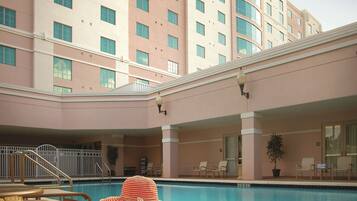 Outdoor pool, open 6:00 AM to 10:30 PM, pool umbrellas, sun loungers