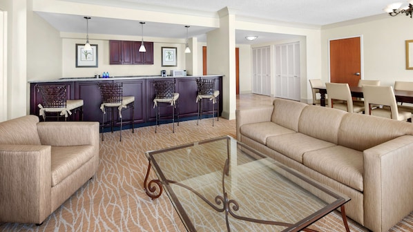 Presidential Suite, 1 King Bed, Non Smoking | Living area | 55-inch LED TV with satellite channels, TV, Netflix - DoubleTree by Hilton Sunrise - Sawgrass Mills (Sunrise)