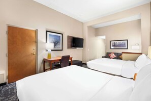 Premium Studio Suite, 2 Queen Beds, Accessible, Non Smoking | In-room safe, desk, laptop workspace, iron/ironing board