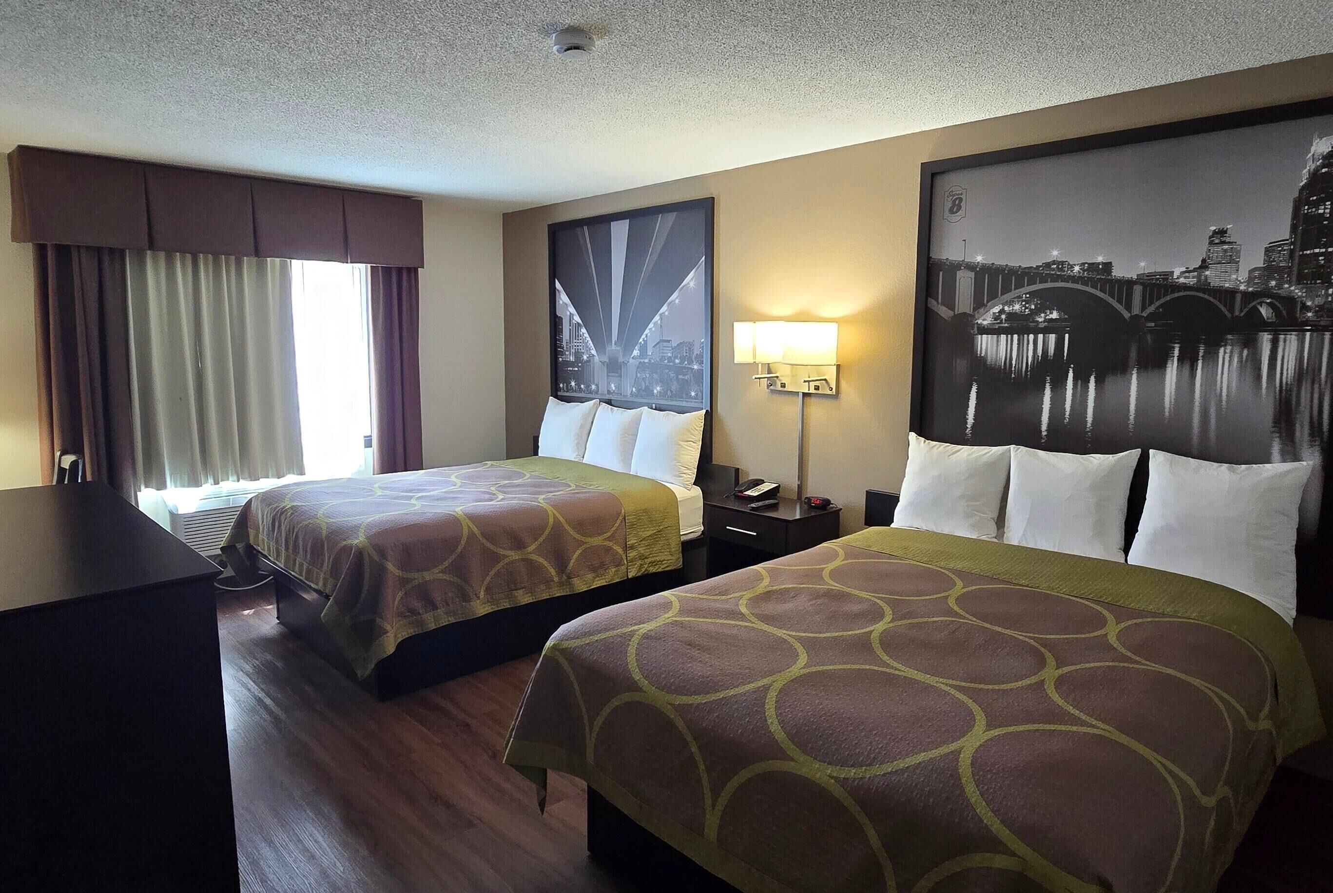 Desk, laptop workspace, blackout drapes, free WiFi