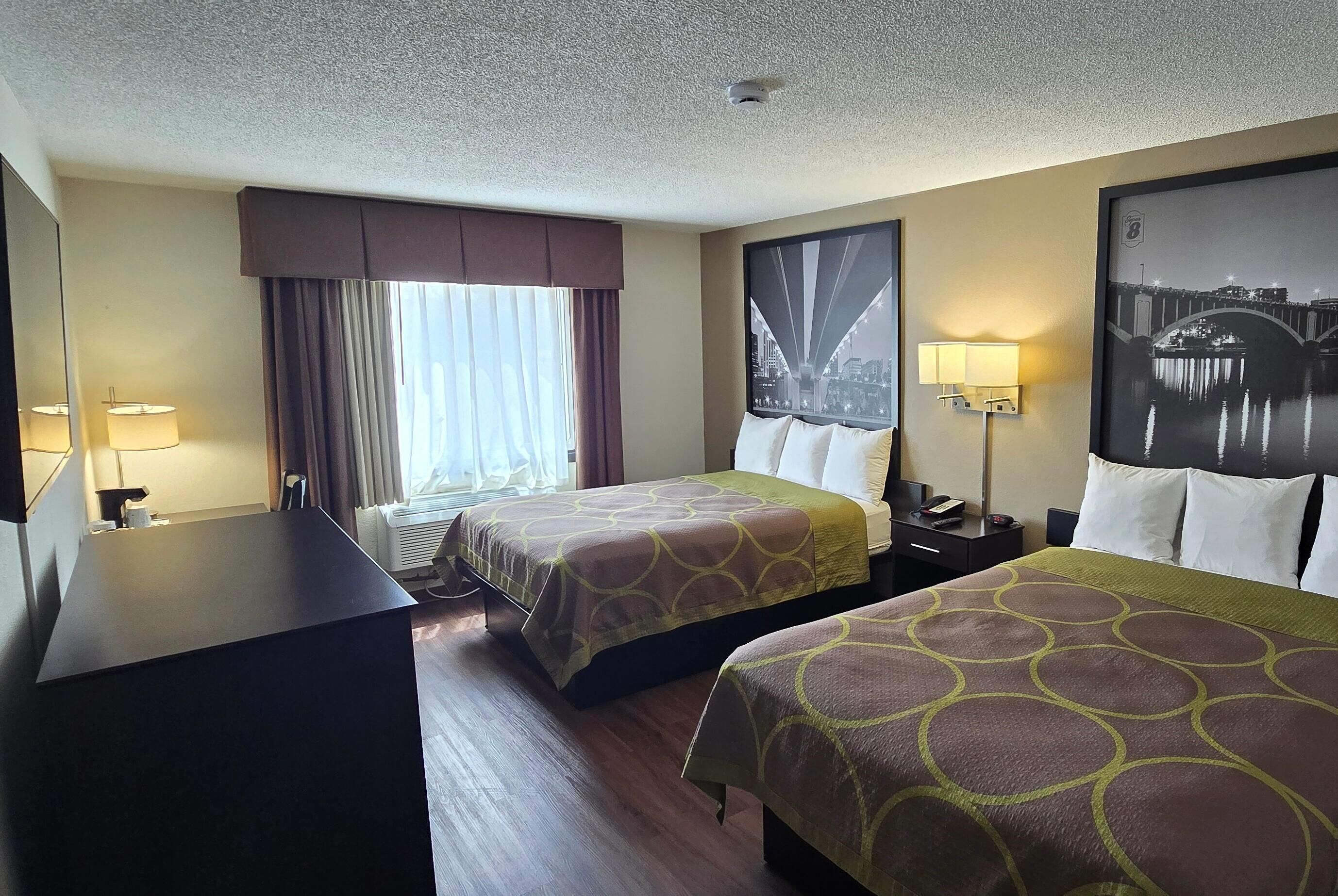 Deluxe Room, 2 Queen Beds, Non Smoking | Desk, laptop workspace, blackout drapes, free WiFi