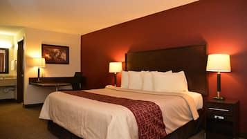 In-room safe, desk, laptop workspace, blackout drapes