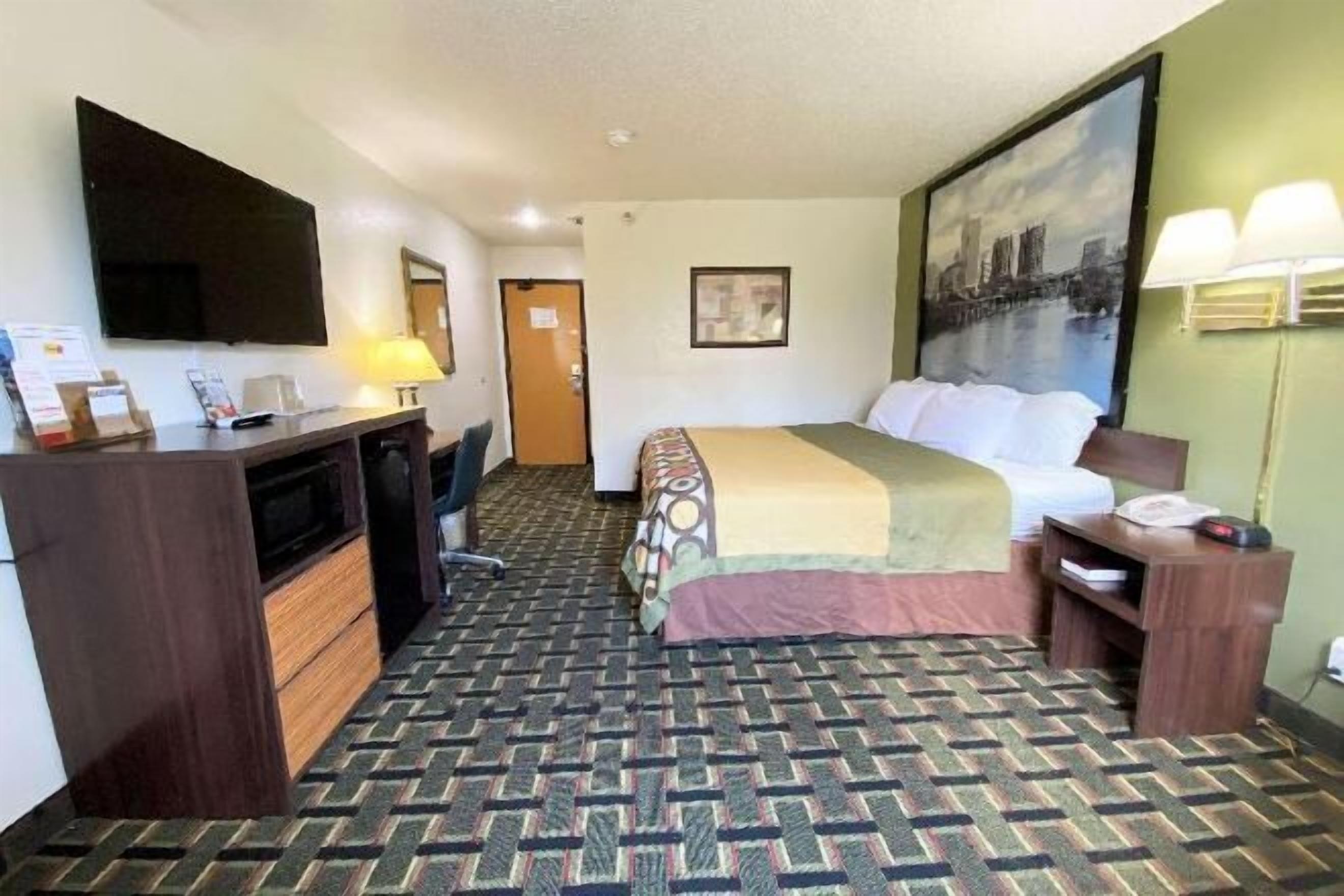 Individually decorated, individually furnished, desk, iron/ironing board