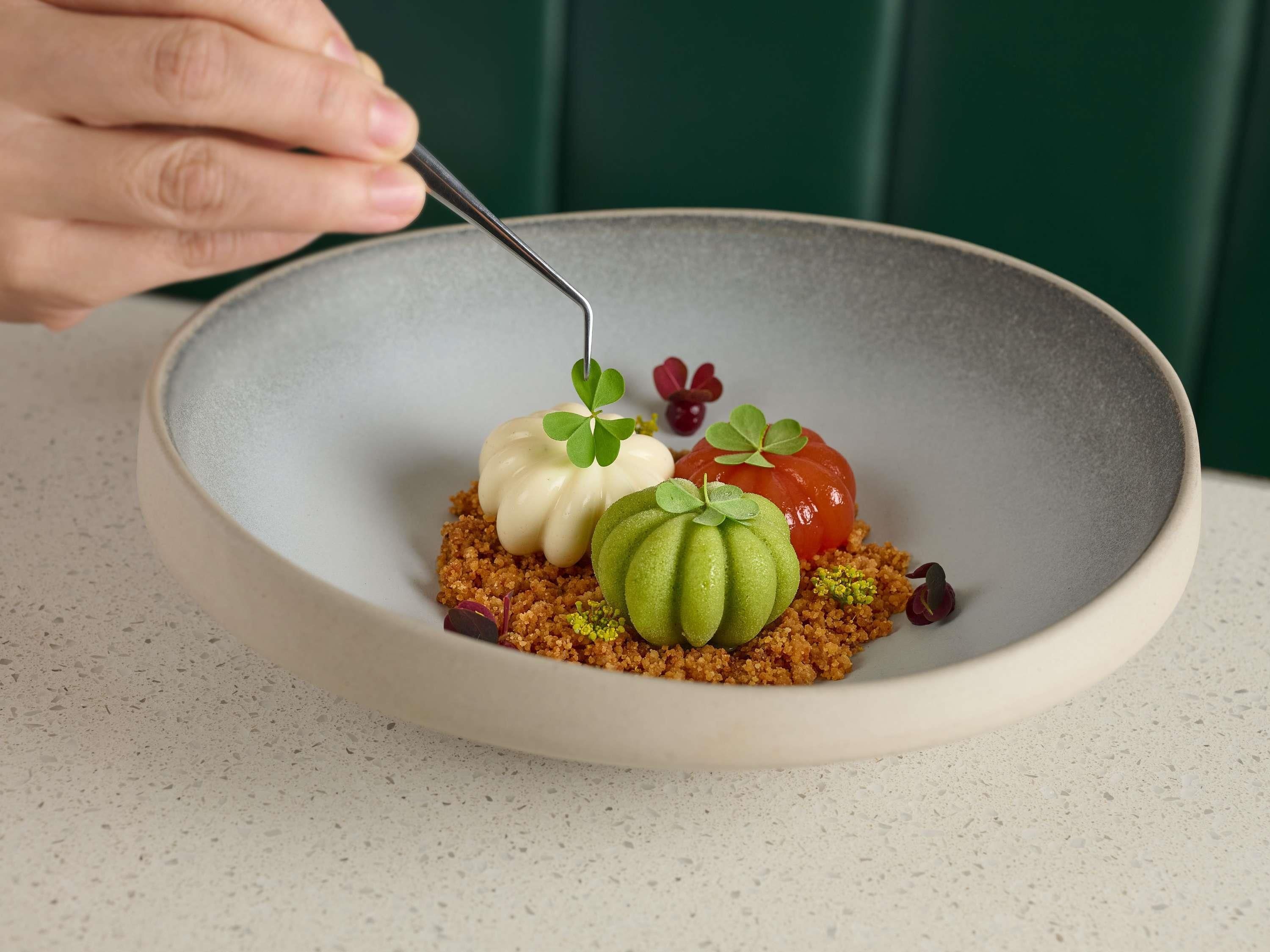 A dessert on a plate with a fork.
