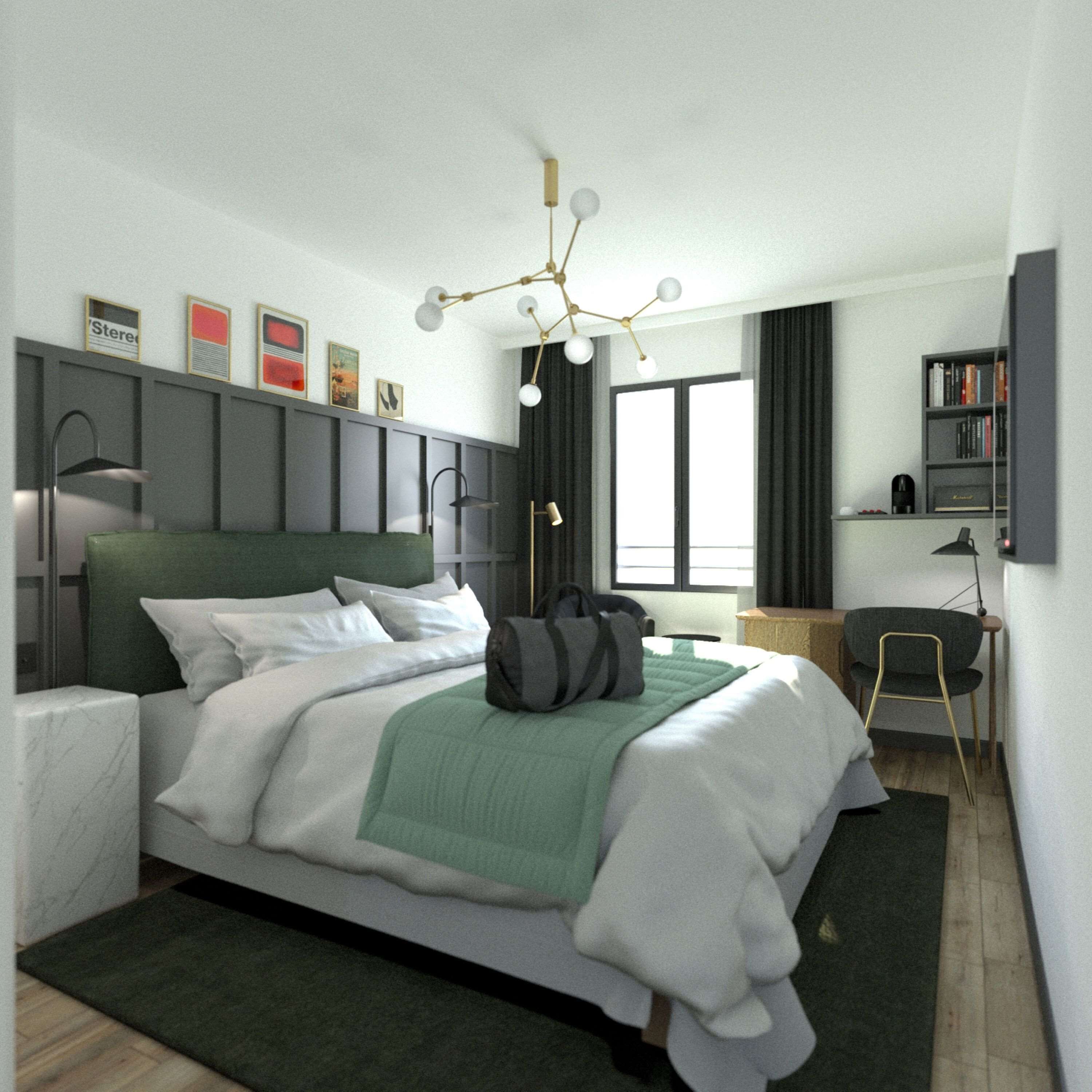 Ylelliset vuodevaatteet, minibaari, tallelokero huoneessa