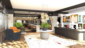 A modern lobby with a central round table, seating area, and a bar. - Marty Hotel Bordeaux, Tapestry Collection by Hilton (Bordeaux)
