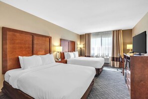 Standard Room, 2 Queen Beds, Non Smoking | Down comforters, desk, laptop workspace, blackout drapes