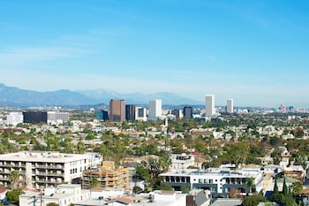 Premium bedding, pillowtop beds, in-room safe, desk at Beverly Hills Marriott