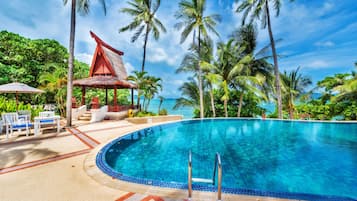 Piscina interna, piscina externa, guarda-sóis, espreguiçadeiras