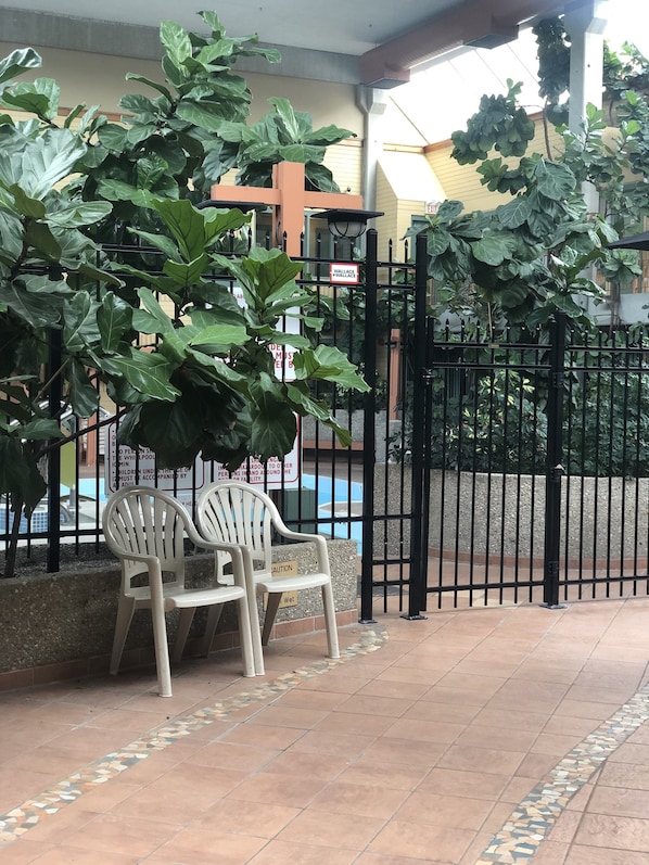 Piscine couverte, accès possible de 09 h 30 à 22 h 00, chaises longues 