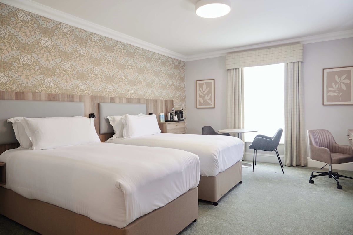 Deluxe Room, 2 Double Beds, Non Smoking | In-room safe, desk, laptop workspace, blackout drapes