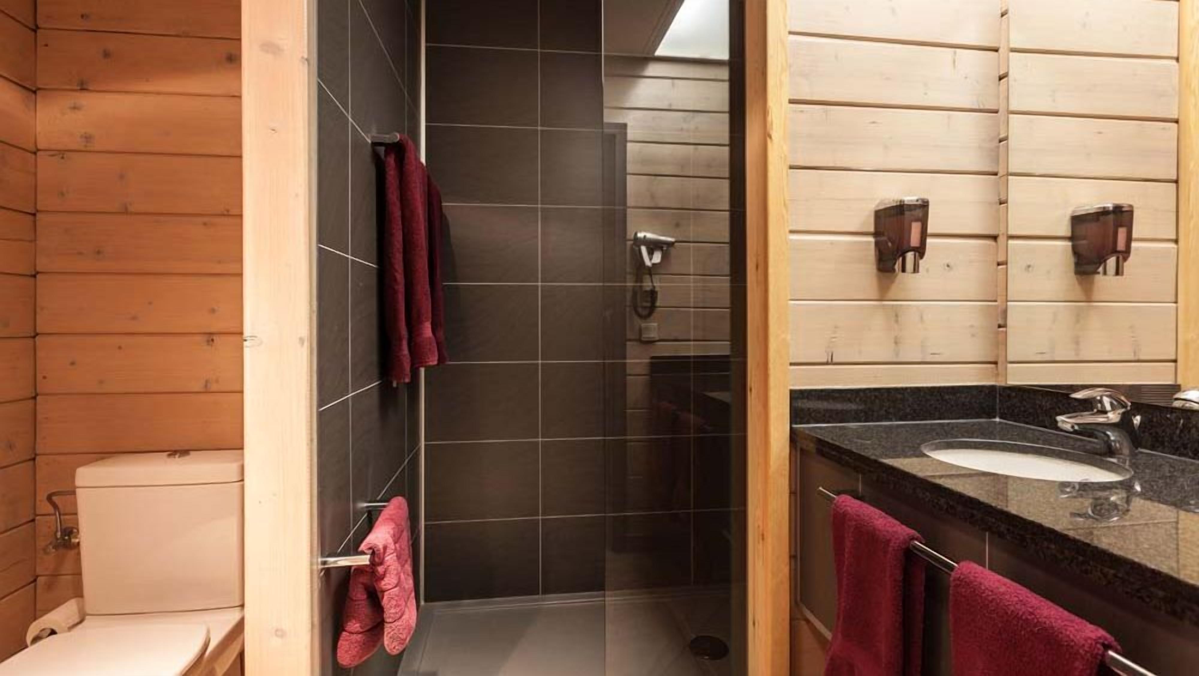 free toiletries, hair dryer, towels