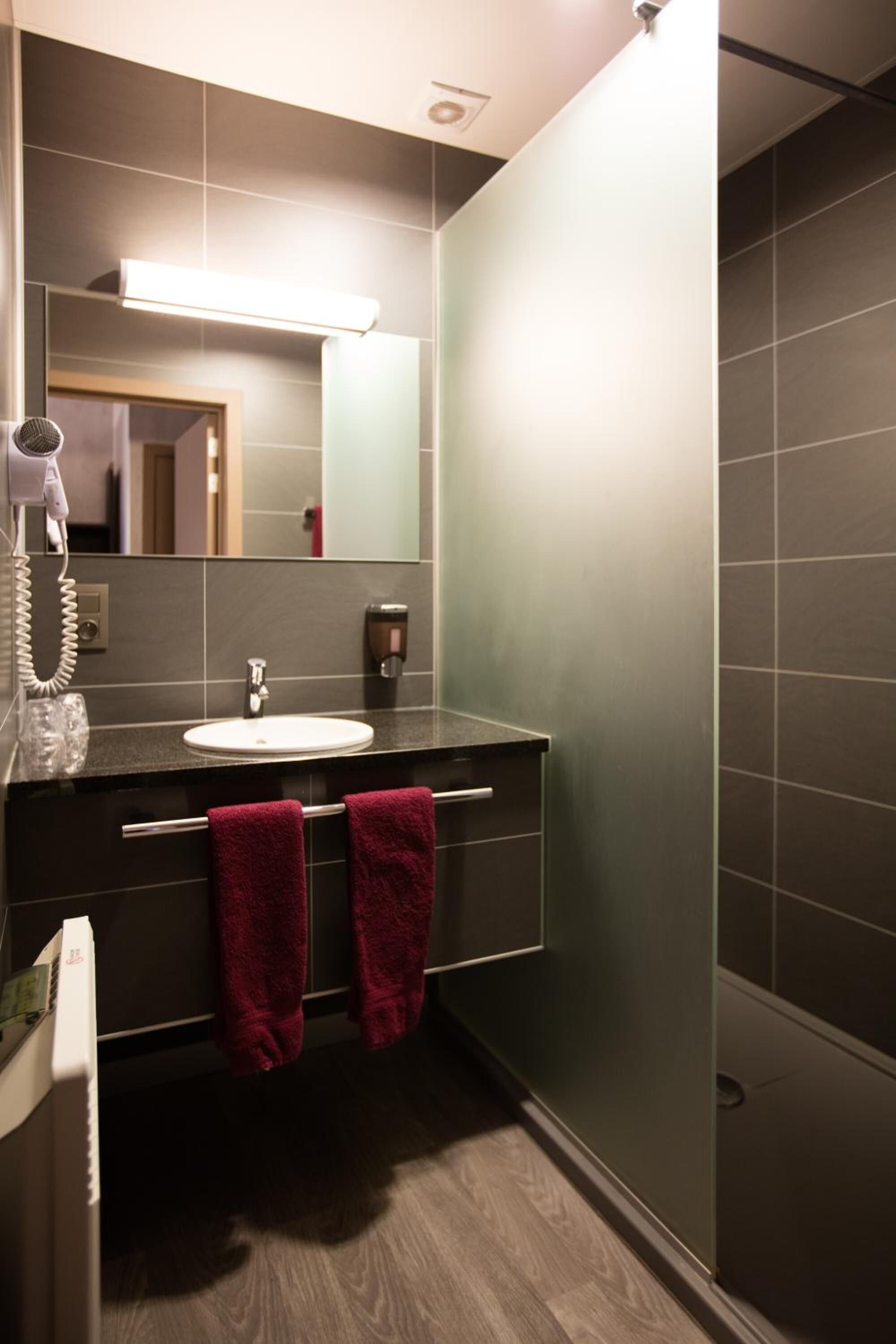 free toiletries, hair dryer, towels