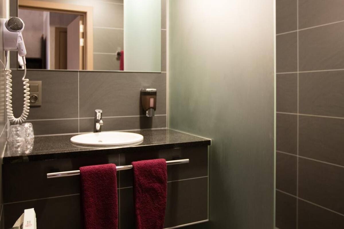 free toiletries, hair dryer, towels