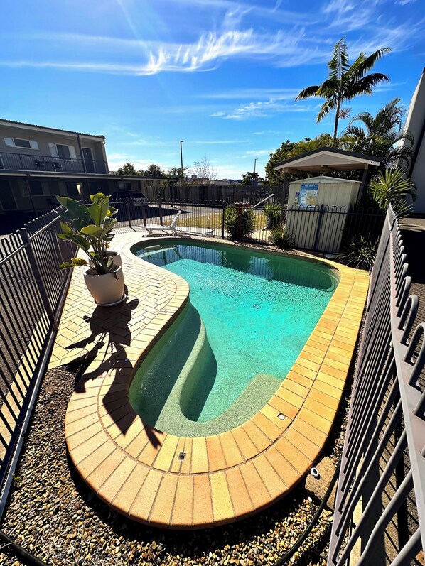 Outdoor pool, pool loungers