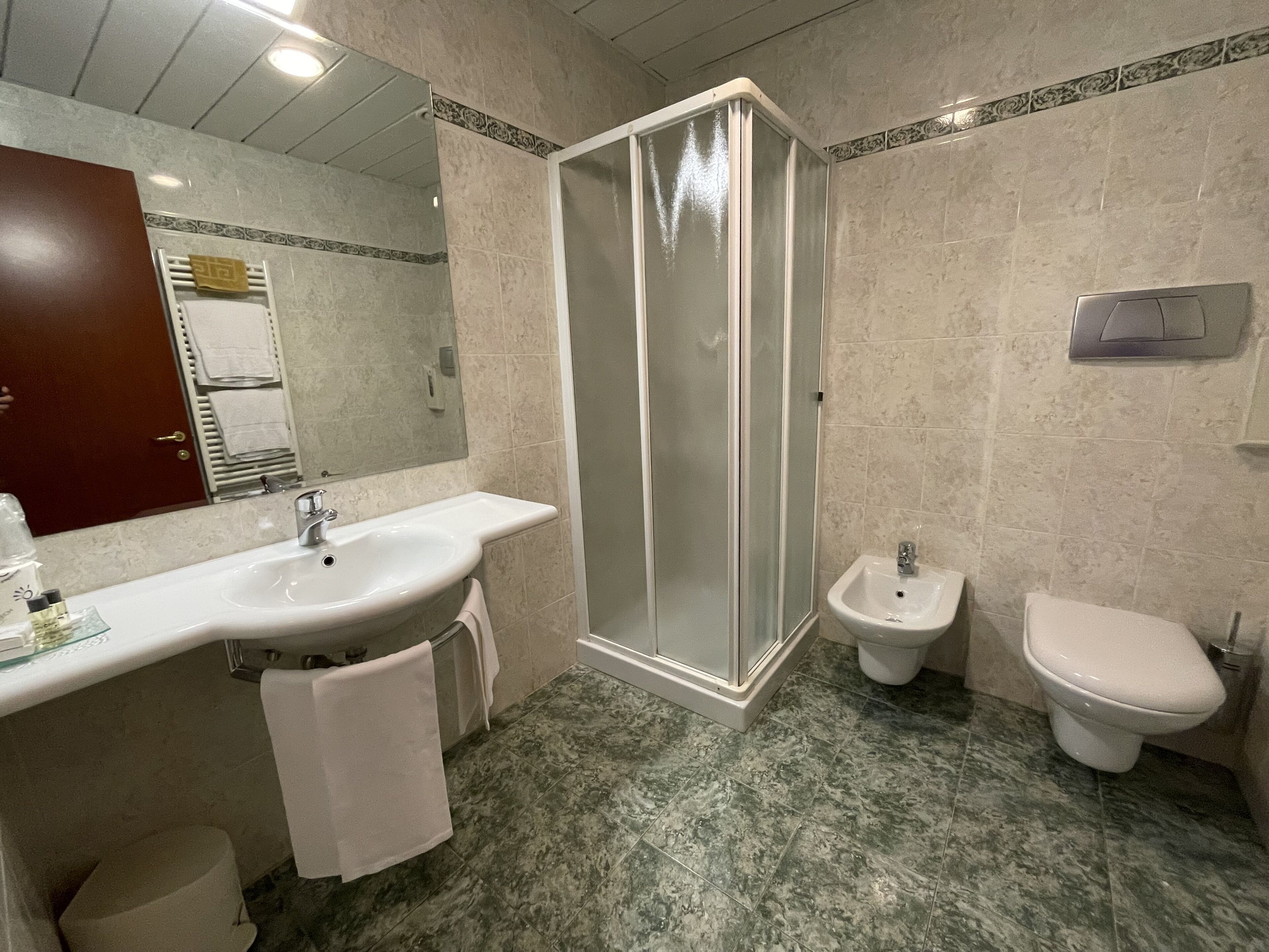 standard double room | bathroom | free toiletries, hair dryer, bidet, towels