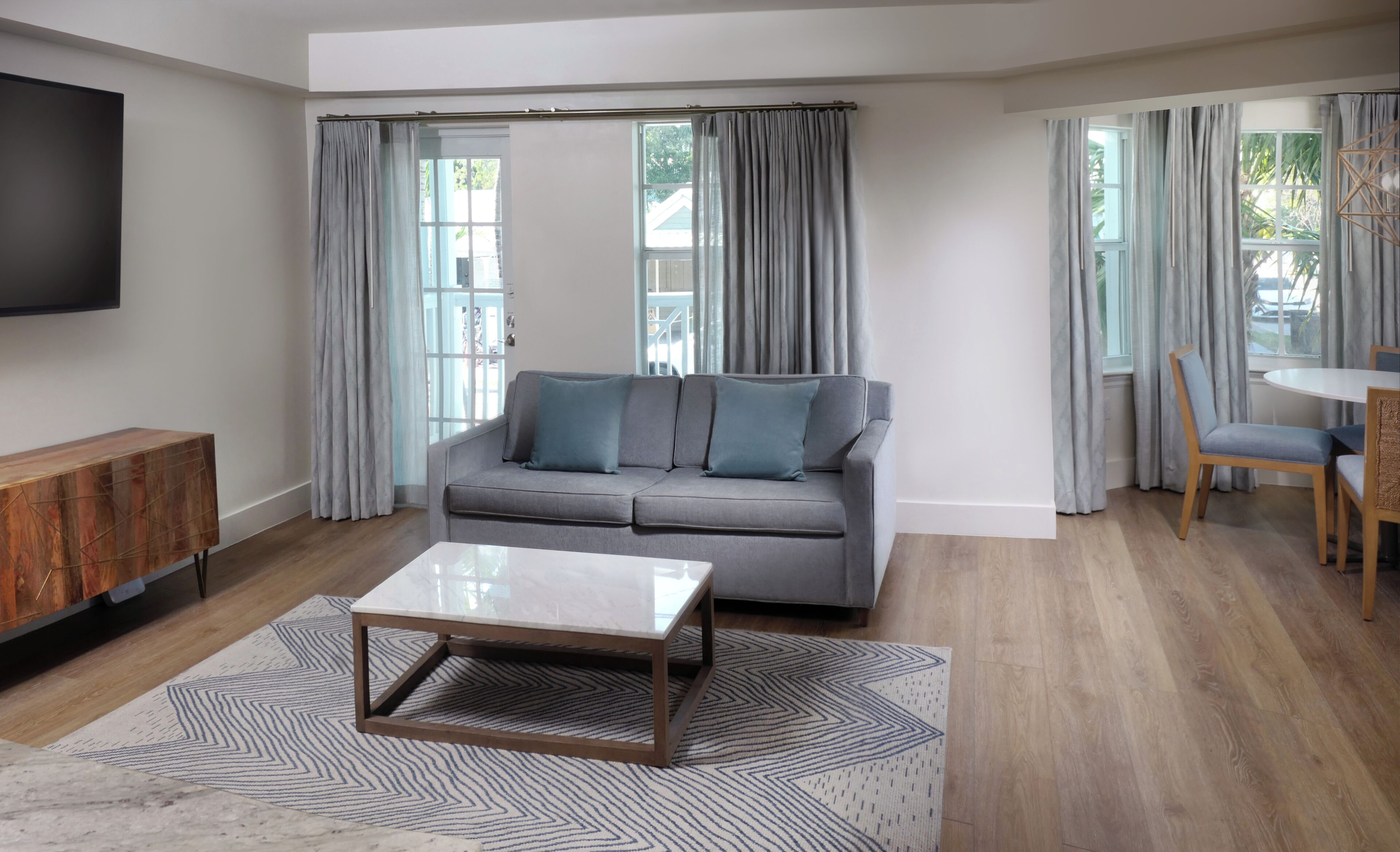 the residence, three bedroom suite | premium bedding, pillow-top beds, in-room safe, desk