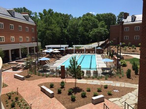 Outdoor pool, free pool cabanas, pool umbrellas