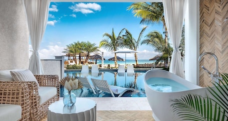 Club Room, Patio, Beachfront (Swim-up Tranquility Soaking Tub) | View from room. Sandals Montego Bay - ALL INCLUSIVE Couples Only