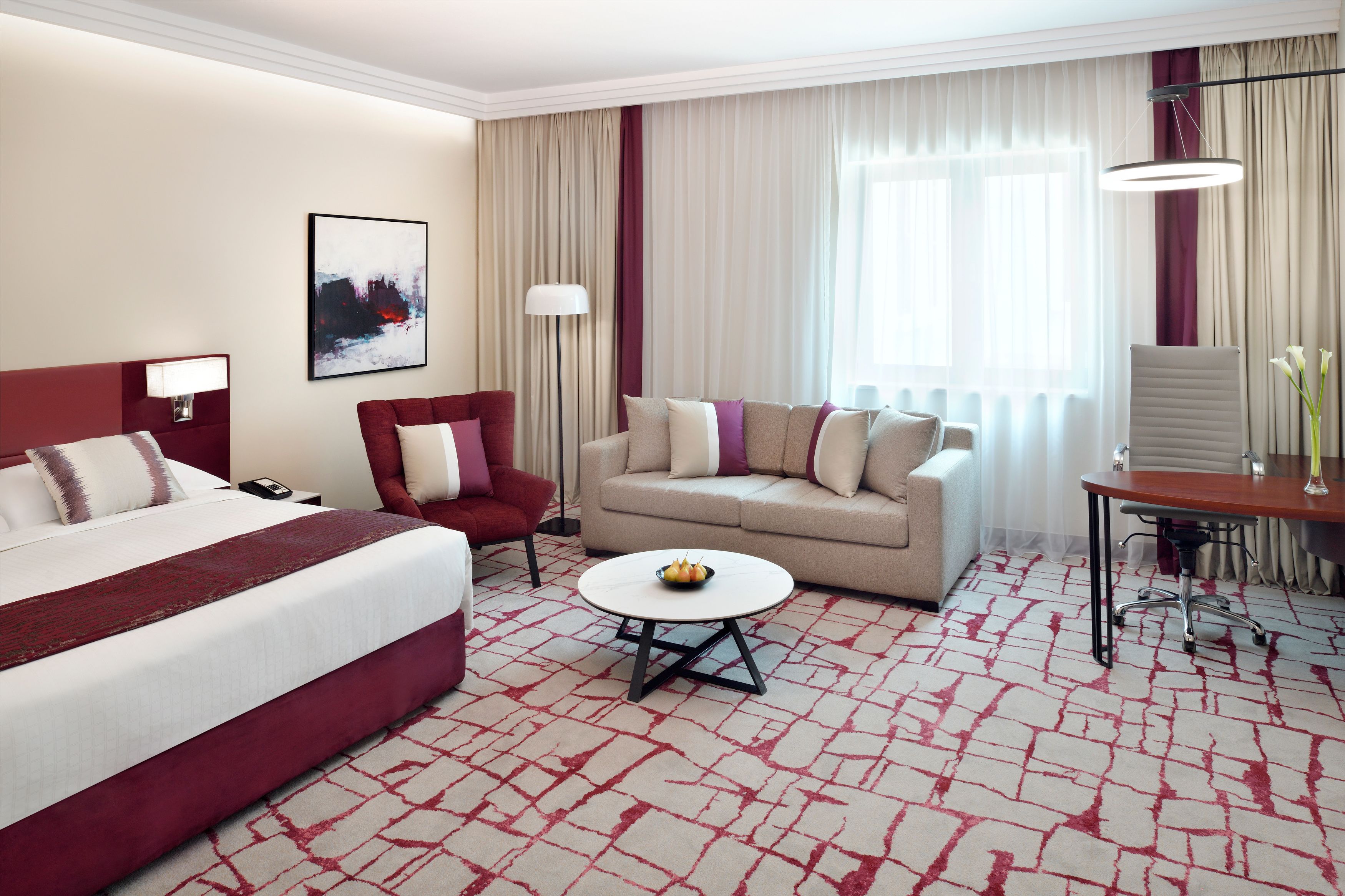 In-room safe, desk, laptop workspace, blackout curtains