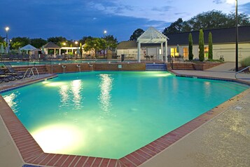 Indoor pool, outdoor pool, pool umbrellas, sun loungers