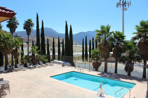 Outdoor pool, pool loungers