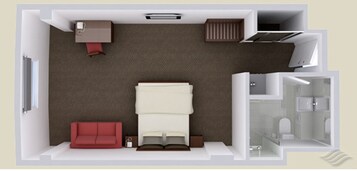 In-room safe, desk, laptop workspace, blackout curtains