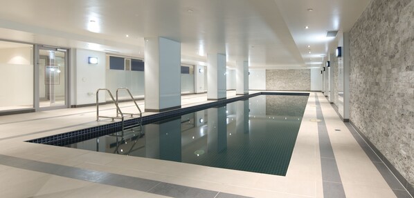 Indoor pool, open 6:00 AM to 9:00 PM, sun loungers