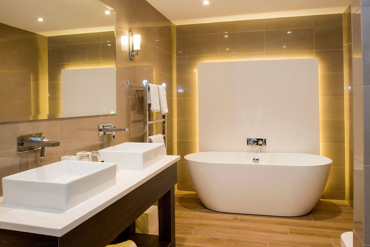 free toiletries, hair dryer, towels