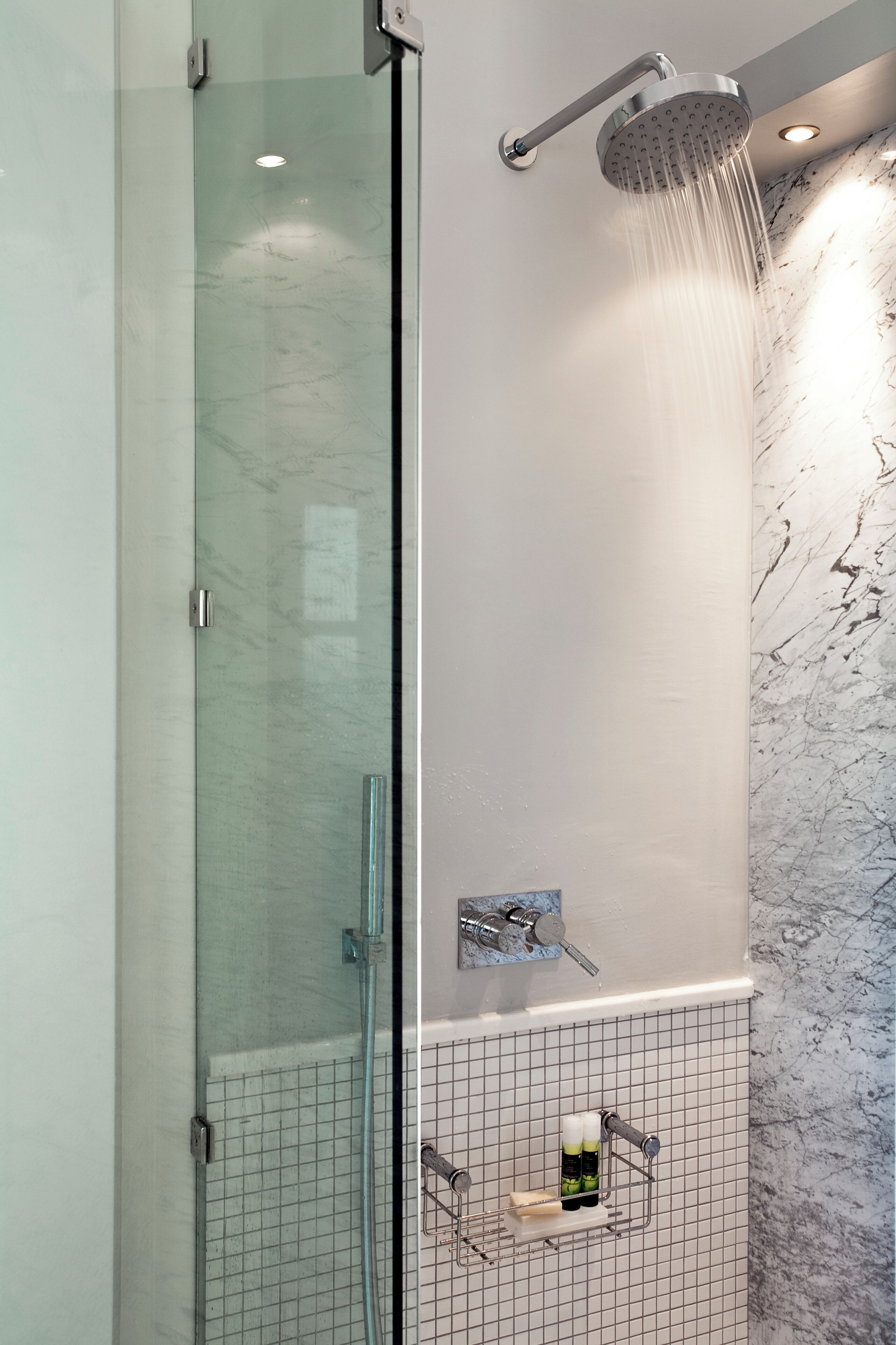 master suite, volcano view | bathroom | designer toiletries, hair dryer, bathrobes, slippers