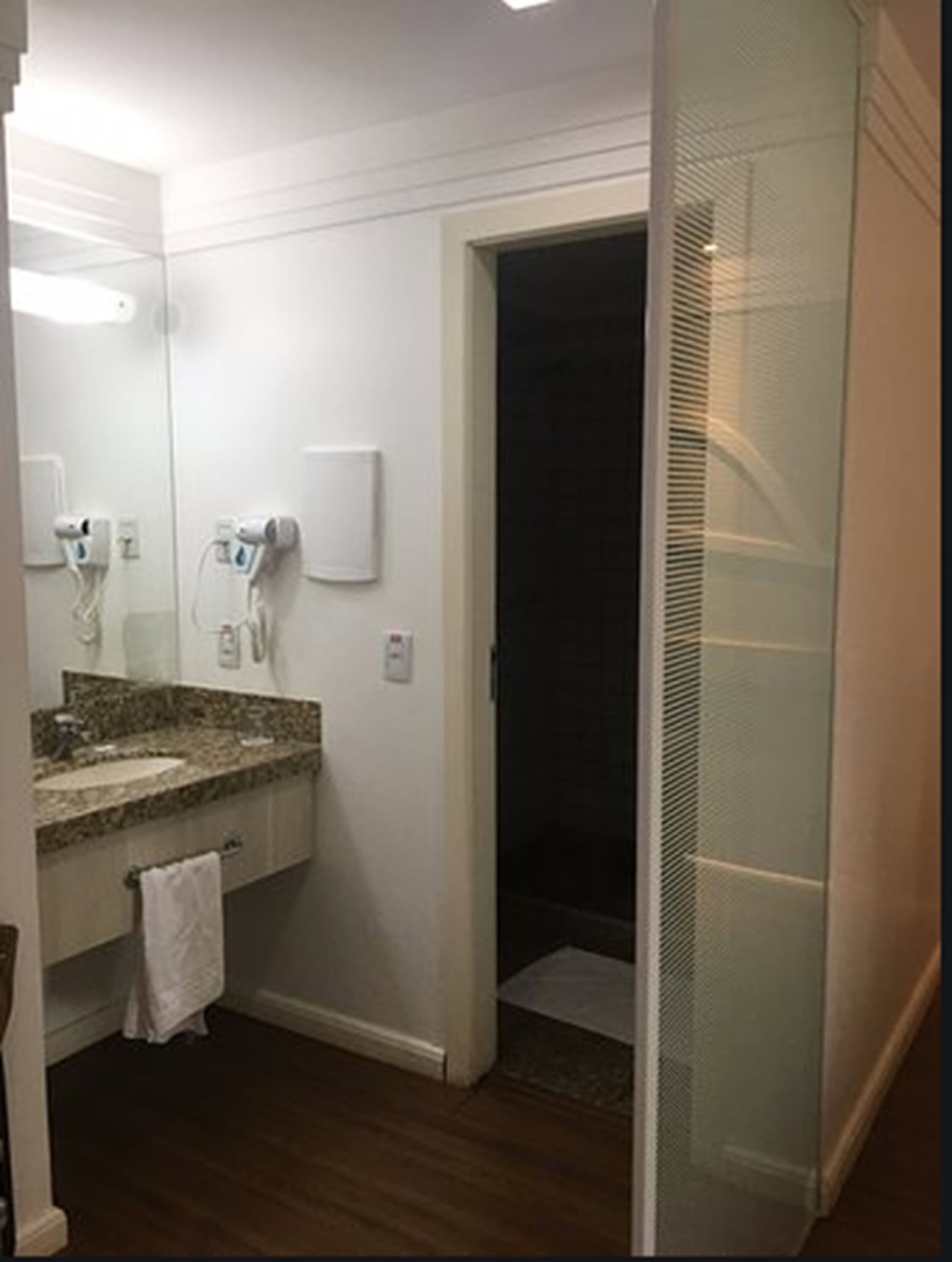 shower, eco-friendly toiletries, hair dryer, towels