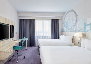 In-room safe, desk, laptop workspace, blackout curtains