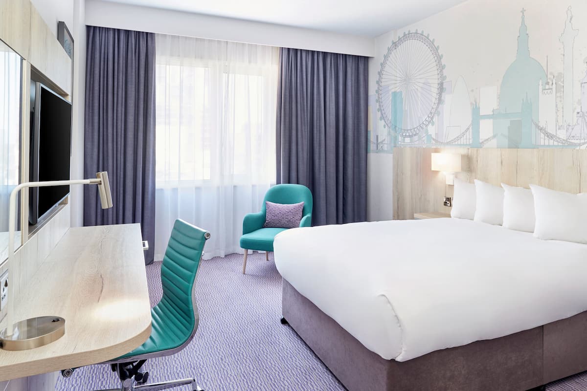 In-room safe, desk, laptop workspace, blackout curtains