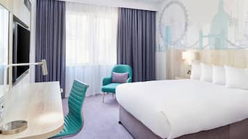 In-room safe, desk, laptop workspace, blackout drapes