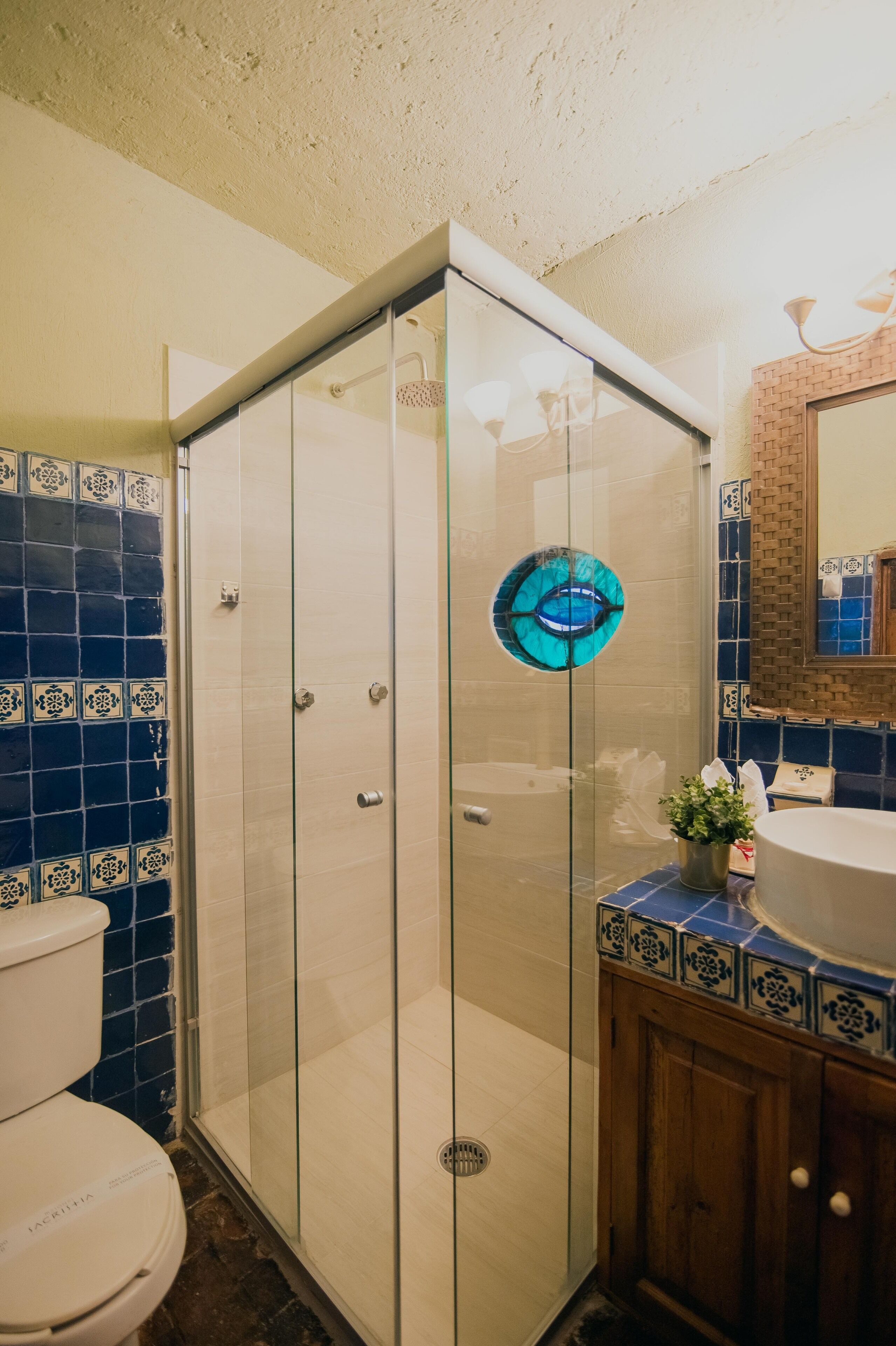 superior room | bathroom | shower, hair dryer, towels
