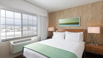 Premium bedding, pillowtop beds, desk, blackout drapes