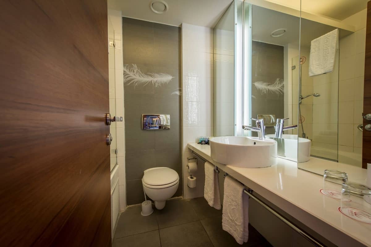 free toiletries, hair dryer, bathrobes, towels