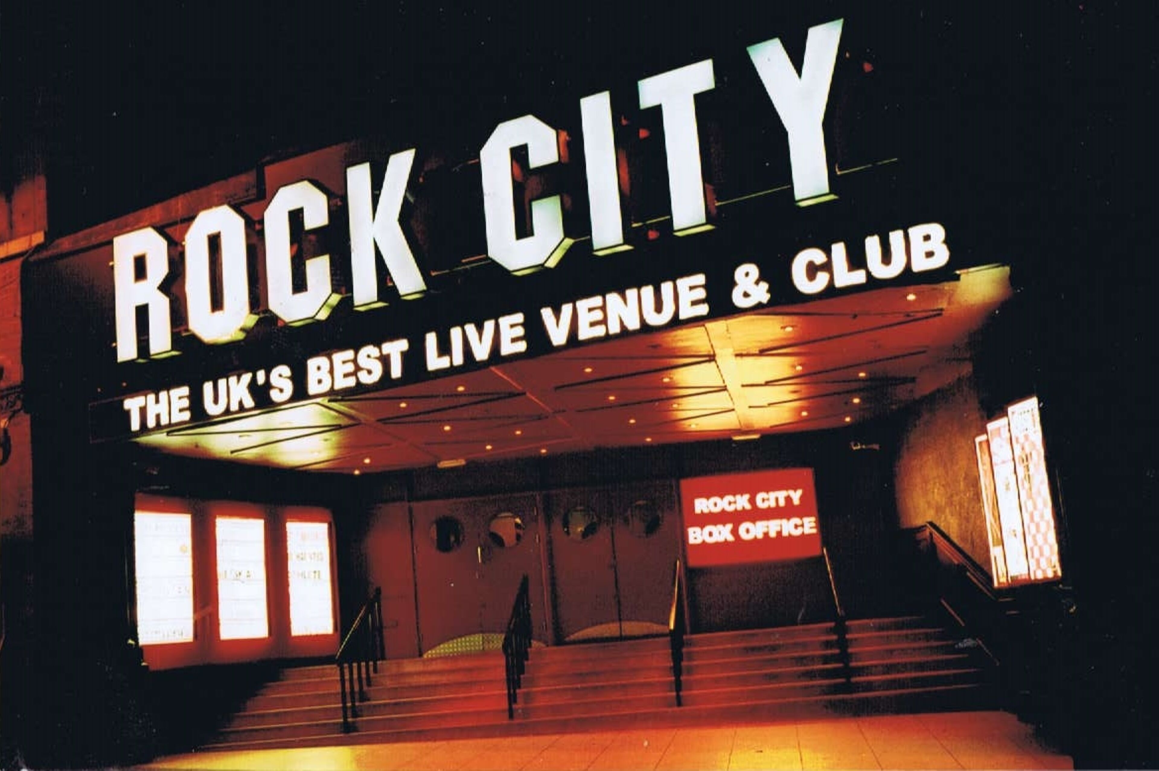 A building with a sign that reads "ROCK CITY THE UK'S BEST LIVE VENUE & CLUB".