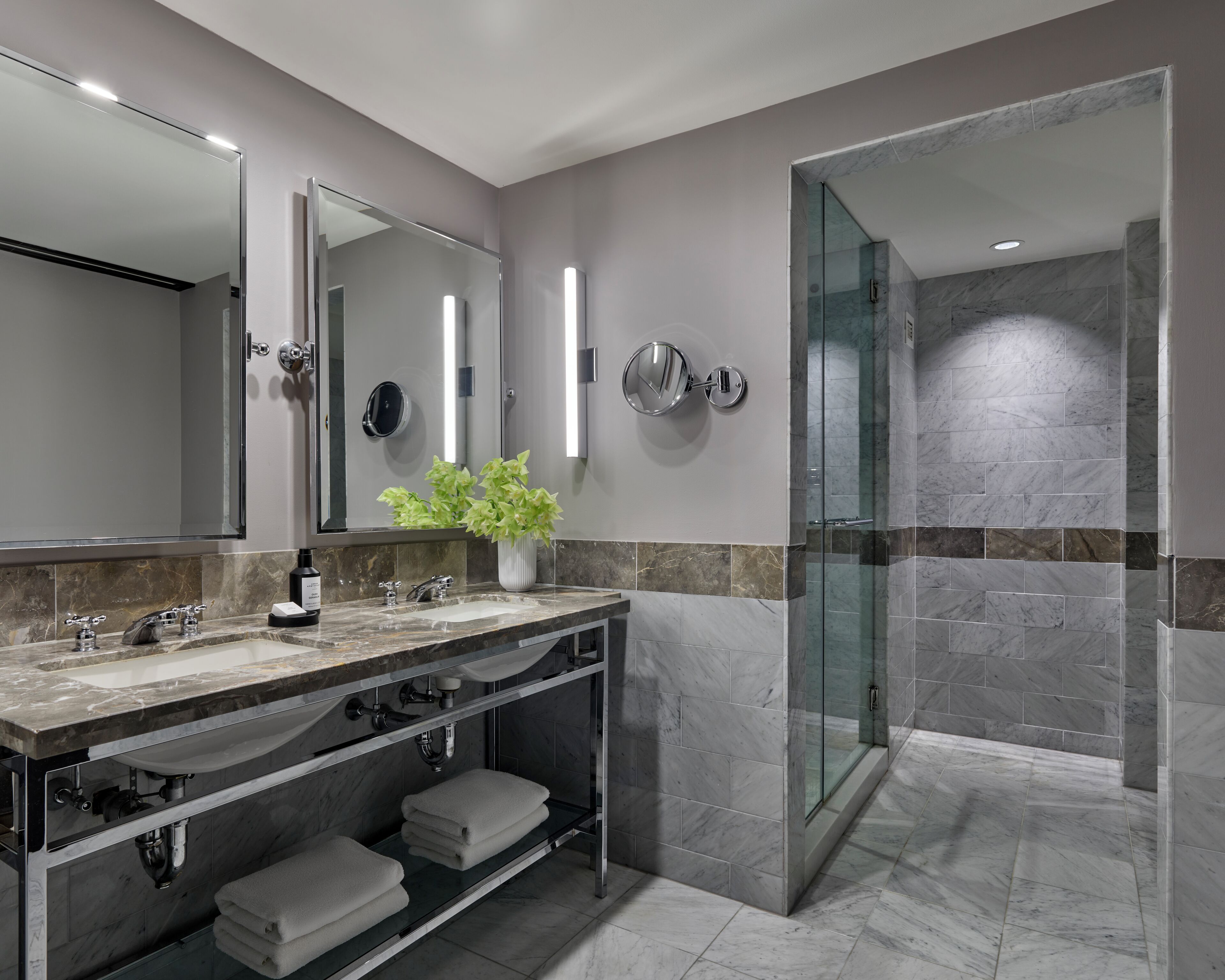 penthouse | bathroom | eco-friendly toiletries, hair dryer, bathrobes, towels